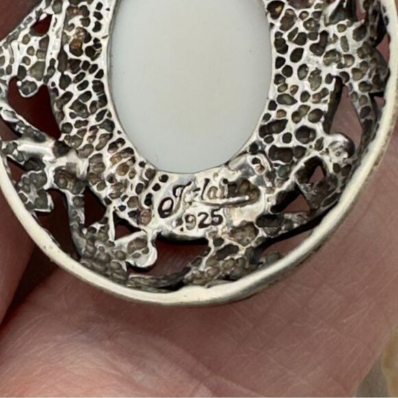 Vintage Jezlaine Porcelain Rose Pendant Freshwater Pearl Necklace - Picture 4 of 4